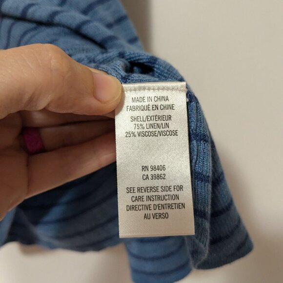 theory Linen Blend Striped Ombre Tank Blue White Size Small - Picture 3 of 5